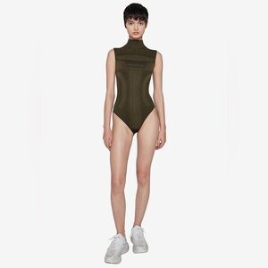 MISBHV Sport‎ Europa Quarter-Zip Bodysuit Olive Green Sz M